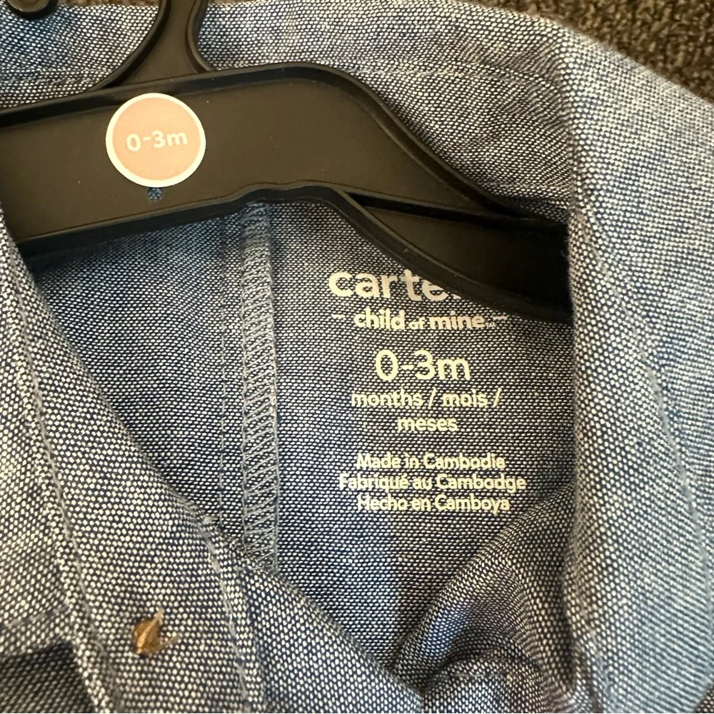 Carters baby boy blue soft romper size 0/3 months
